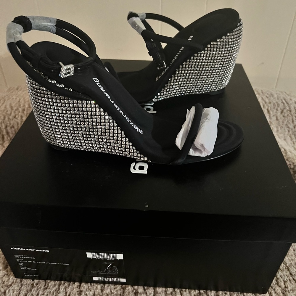 crystal-embellished wedge heel